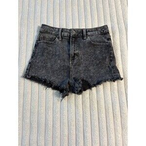 Kendall + Kylie The Drifter High Rise Grey Denim Frayed Shorts Womens 2” Inseam
